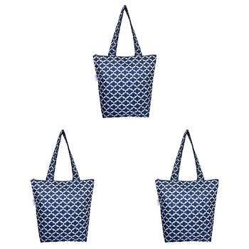 3PK Sachi Insulated Market Tote Grocery Carry Bag 27x15x38cm Moroccan Navy