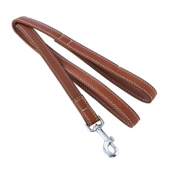 Paws & Claws 120cm Leather Look Padded Dog Lead w/ Stitch - Assorted