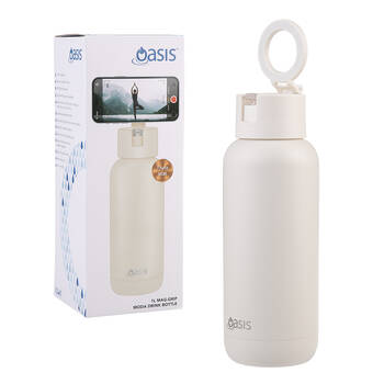 Oasis Mag-Grip Ceramic Stainless Steel Insulated Moda Drink Bottle 1L Alabaster