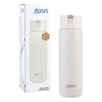 Oasis Ceramic Lined Stainless Steel Insulated Moda Drink Bottle 700ml Alabaster