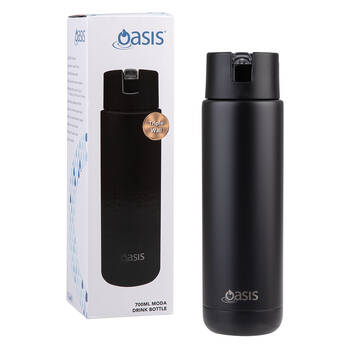 Oasis Ceramic Lined Stainless Steel Insulated Moda Drink Bottle 700ml Black