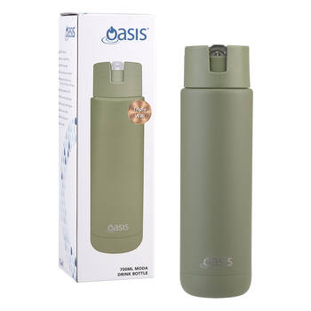 Oasis Ceramic Lined Stainless Steel Insulated Moda Drink Bottle 700ml Olive