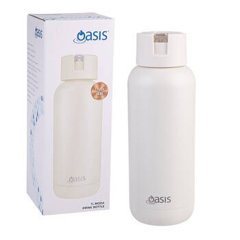 Oasis Ceramic Lined Stainless Steel Insulated Moda Drink Bottle 1L Alabaster