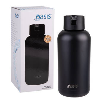 Oasis Ceramic Lined Stainless Steel Insulated Moda Drink Bottle 1.5L Black
