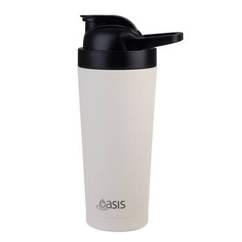 Oasis Stainless Steel Insulated Protein Shaker Double Walled 700ml Alabaster