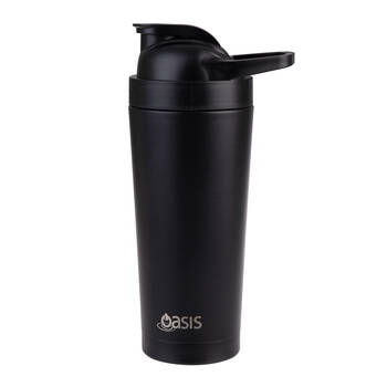 Oasis Stainless Steel Insulated Protein Shaker Double Walled 700ml Black