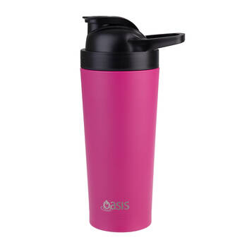 Oasis Stainless Steel Insulated Protein Shaker Double Walled 700ml Fuchsia