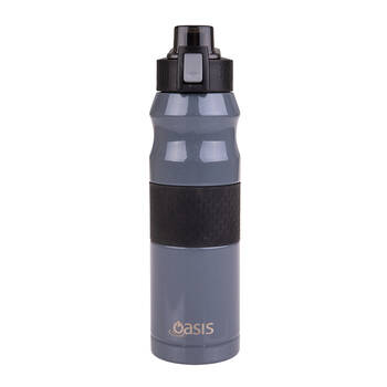 Oasis Stainless Steel Insulated Flip-Top Sports Bottle 600ml Charcoal Grey