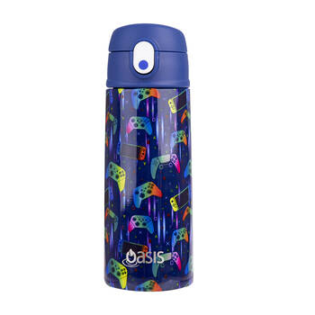 Oasis Stainless Steel Insulated Kids Drink Bottle w/Straw 550ml Gamer
