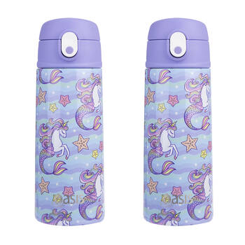 2PK Oasis Stainless Steel Insulated Kids Drink Bottle w/Straw 550ml Mermaid Unicorns