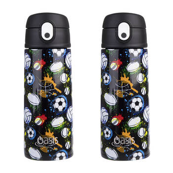 2PK Oasis Stainless Steel Insulated Kids Drink Bottle w/Straw 550ml Sports