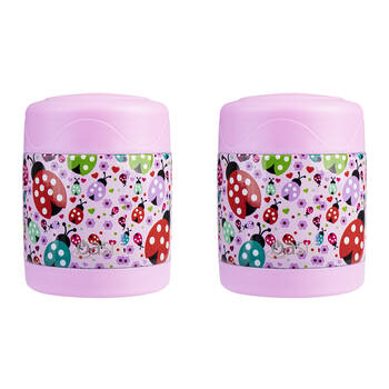 2PK Oasis Stainless Steel Insulated Kids Food Flask Double Wall 300ml Ladybugs
