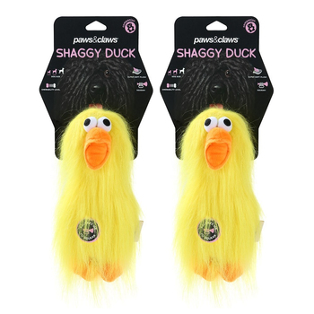 2PK Paws & Claws 22cm Super Shaggy Duck Yellow