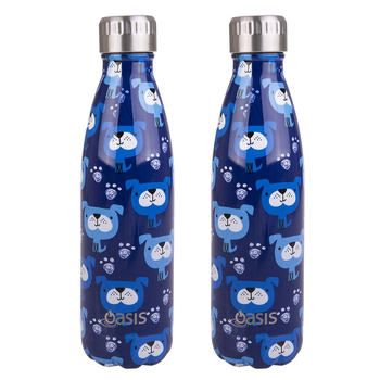 2PK Oasis 500ml Double Wall Insulated Bottle Stainless Steel - Blue Heeler