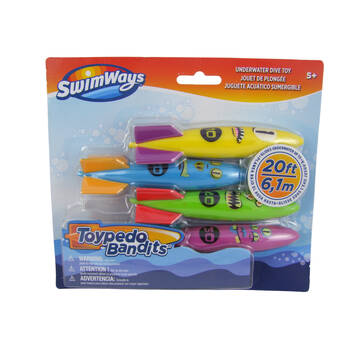 4pc Swimways Gliding Underwater Toypedo Bandits Diving Toy Multi Colour