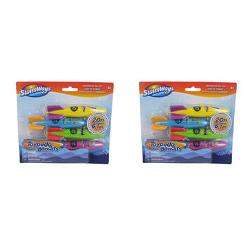 2x 4pc Swimways Gliding Underwater Toypedo Bandits Diving Toy Multi Colour