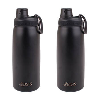 2PK Oasis Stainless Steel Insulated Sports Bottle w/ Screw Cap 780ml Black