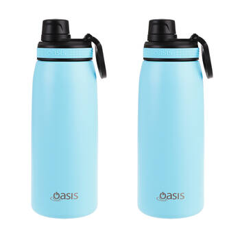 2PK Oasis Stainless Steel Insulated Sports Bottle w/ Screw Cap 780ml Island Blue