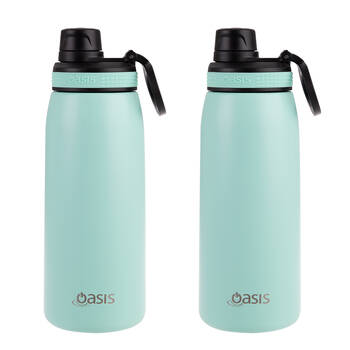 2PK Oasis Stainless Steel Insulated Sports Bottle w/ Screw Cap 780ml Mint