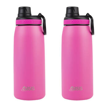 2PK Oasis Stainless Steel Insulated Sports Bottle w/ Screw Cap 780ml Neon Pink