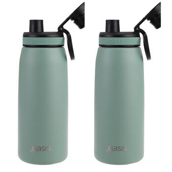 2PK Oasis Stainless Steel Insulated Sports Bottle w/ Screw Cap 780ml Sage Green