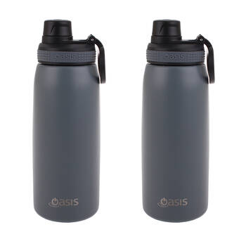 2PK Oasis Stainless Steel Insulated Sports Bottle w/ Screw Cap 780ml -Steel