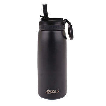 Oasis Stainless Steel Double Wall Sports Bottle w/ Sipper 780ml Black