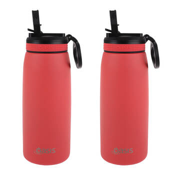 2PK Oasis Stainless Steel Double Wall Sports Bottle w/ Sipper 780ml Coral