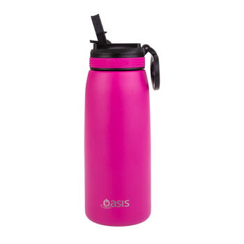 Oasis Stainless Steel Double Wall Sports Bottle w/ Sipper 780ml Fuchsia