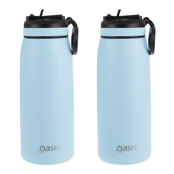 2PK Oasis Stainless Steel Double Wall Sports Bottle w/ Sipper 780ml Island Blue