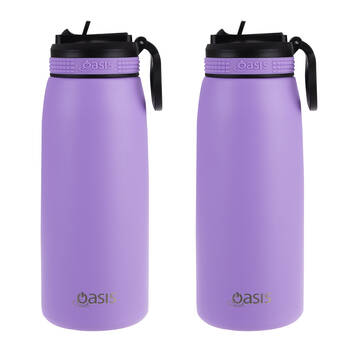 2PK Oasis Stainless Steel Double Wall Sports Bottle w/ Sipper 780ml Lavender