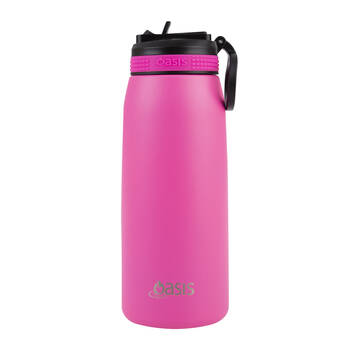 Oasis Stainless Steel Double Wall Sports Bottle w/ Sipper 780ml Neon Pink