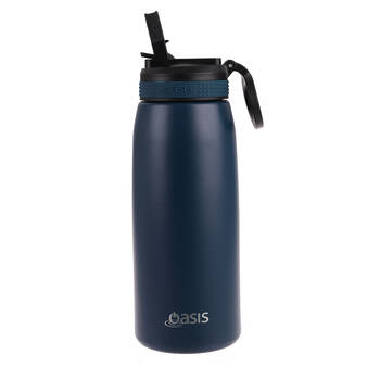 Oasis Stainless Steel Double Wall Sports Bottle w/ Sipper 780ml Navy