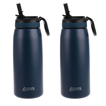 2PK Oasis Stainless Steel Double Wall Sports Bottle w/ Sipper 780ml Navy