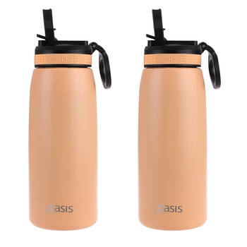 2PK Oasis Stainless Steel Double Wall Sports Bottle w/ Sipper 780ml Rockmelon