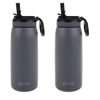 2PK Oasis Stainless Steel Double Wall Sports Bottle w/ Sipper 780ml -Steel