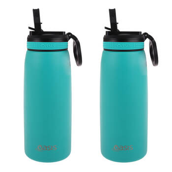 2PK Oasis Stainless Steel Double Wall Sports Bottle w/ Sipper 780ml Turquoise