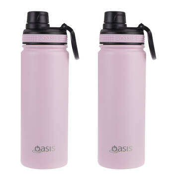 2PK Oasis Stainless Steel Insulated Challenger Sports Bottle w/Cap 550ml Carnation