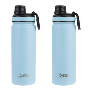 2PK Oasis Stainless Steel Insulated Challenger Sports Bottle w/Cap 550ml Island Blue