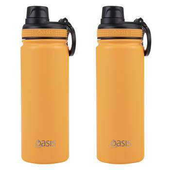 2PK Oasis Stainless Steel Insulated Challenger Sports Bottle w/Cap 550ml Neon Orange