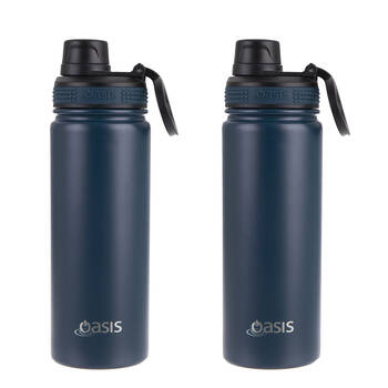 2PK Oasis Stainless Steel Insulated Challenger Sports Bottle w/Cap 550ml Navy