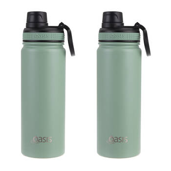 2PK Oasis Stainless Steel Insulated Challenger Sports Bottle w/Cap 550ml Sage Green