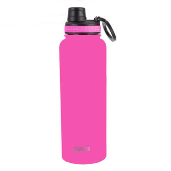 Oasis Stainless Steel Insulated Challenger Sports Bottle w/ Cap 1.1L Neon Pink