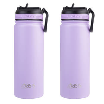 2PK Oasis Stainless Steel Insulated Challenger Sports Drink Bottle 550ml Lavender