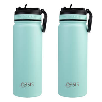 2PK Oasis Stainless Steel Insulated Challenger Sports Drink Bottle 550ml Mint