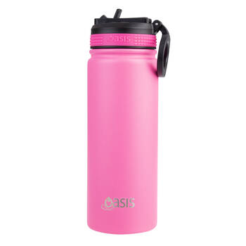Oasis Stainless Steel Insulated Challenger Sports Drink Bottle 550ml Neon Pink