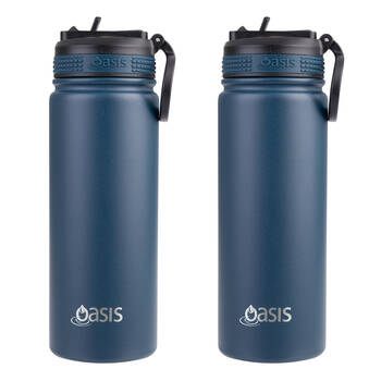 2PK Oasis Stainless Steel Insulated Challenger Sports Drink Bottle 550ml Navy