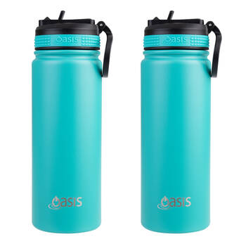 2PK Oasis Stainless Steel Insulated Challenger Sports Drink Bottle 550ml Turquoise