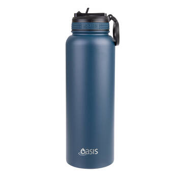 Oasis Stainless Steel Insulated Challenger Sports Bottle w/ Sipper 1.1L Navy