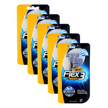 5x 3pc BIC Flex 3 Classic 3-Blade Shaver Razor Men's Beard Grooming Care